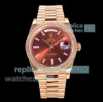 GM Factory Rolex Day-Date 40 Chocolate Diamond Dial Presidend Band Replica Watch